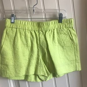 J CREW: neon green embroidered shorts